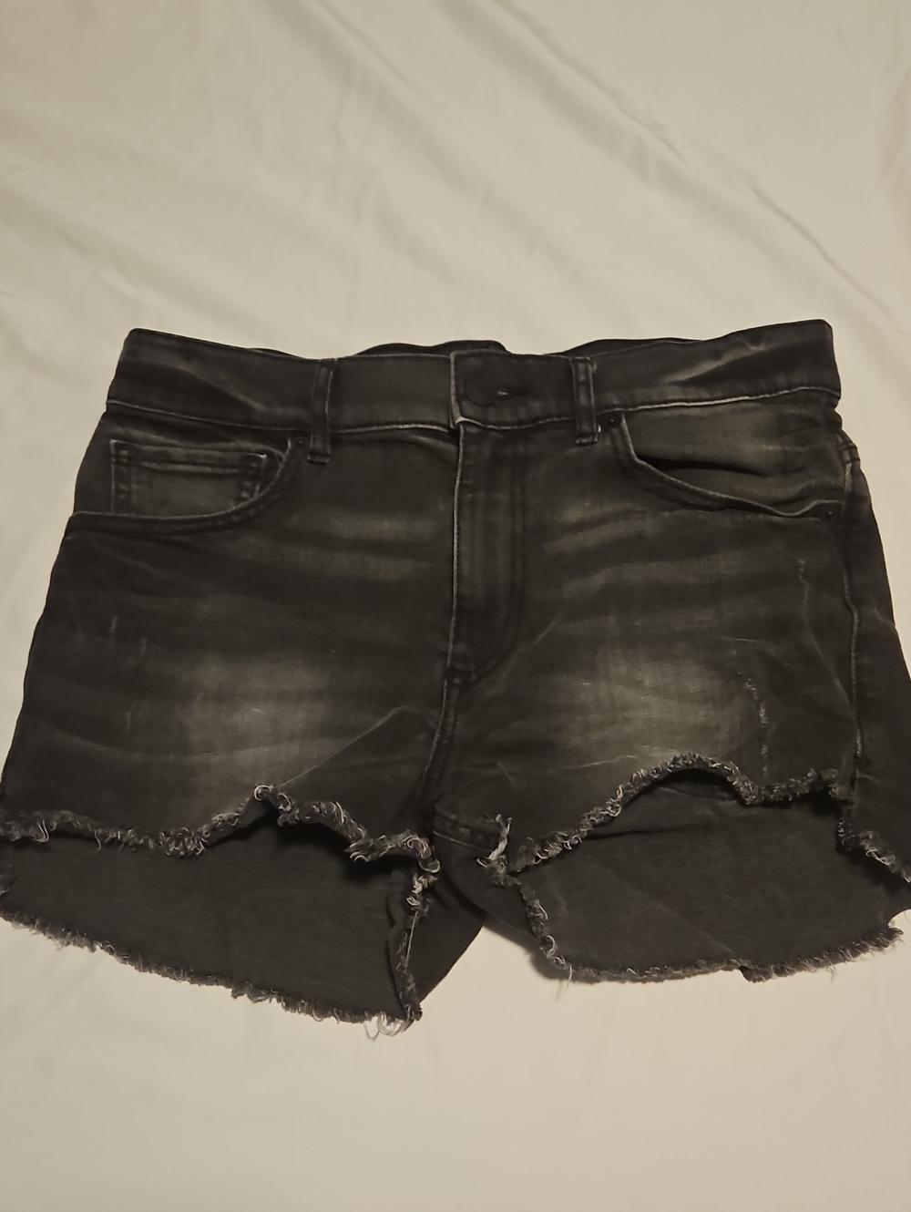 Express - High Waisted Distressed Black Denim Shorts